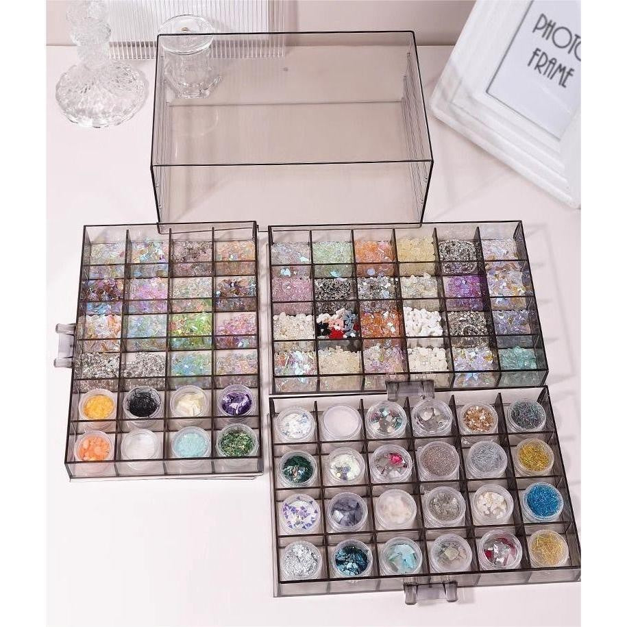 Shopclassyshop 72slot jewelry box Nail art multi-layer drawer diamond box nail sequins storage jewelry accessory box