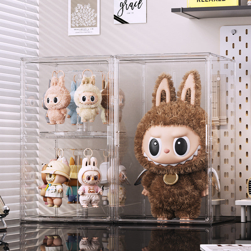 Shopclassyshop Acrylic Box & Rotating hanging Rack labubu pendents display stackable Magnetic door