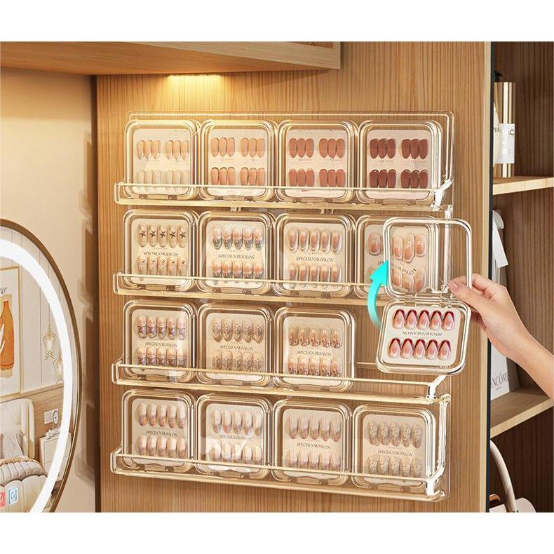Shopclassyshop Multi-layer wall-mounted display rack for armor nail no-drill display rack, nail salon nail storage rack