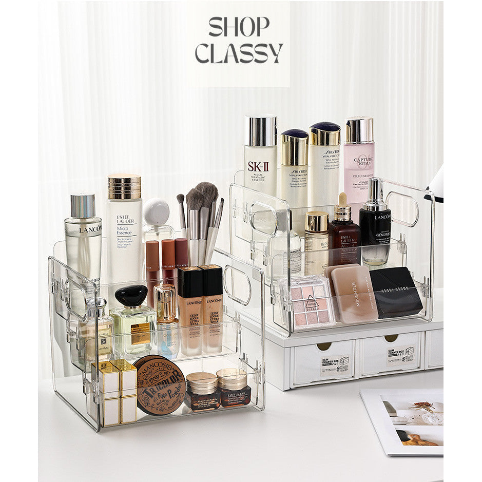 Shopclassyshop Acrylic Desktop cosmetics storage Rack skincare organizer with layered dressing table storage rack
