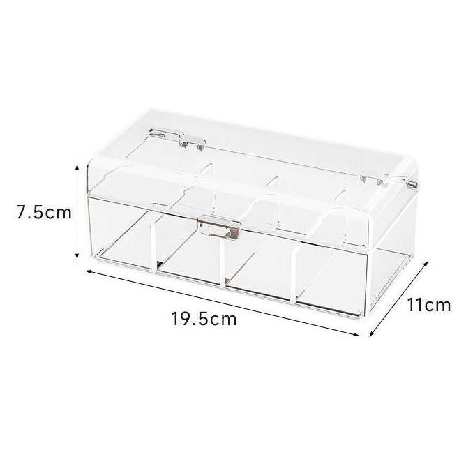 Transparent dust free compartment 4 Slots multifunctional storage box for data cables, power chargers