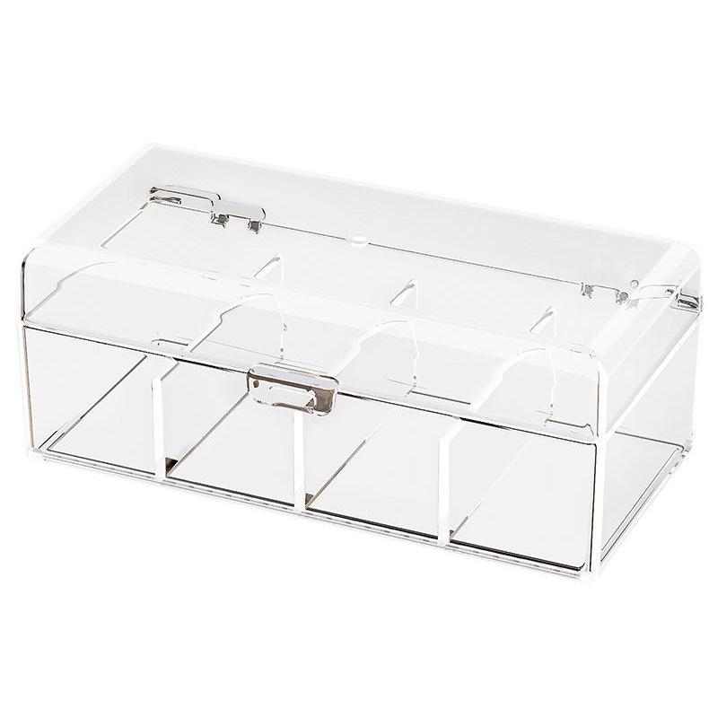 Transparent dust free compartment 4 Slots multifunctional storage box for data cables, power chargers