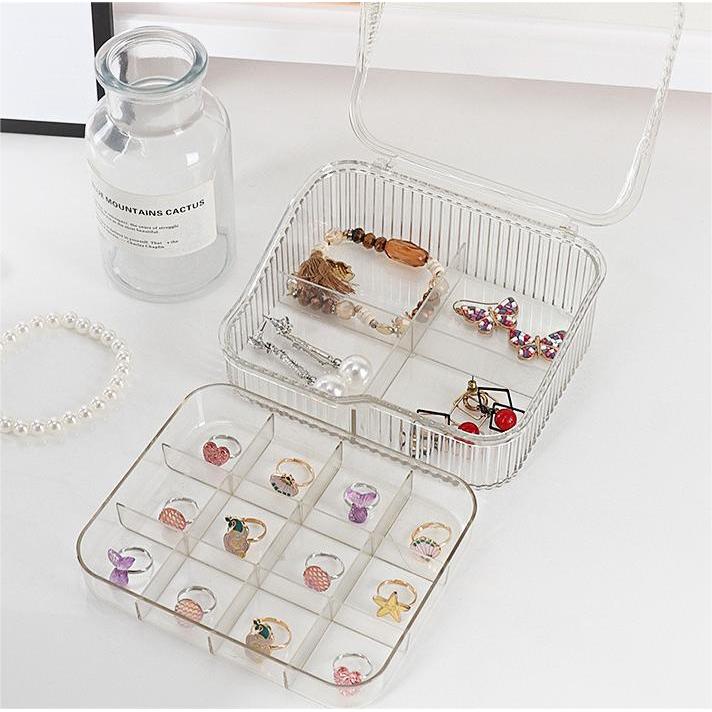 Shopclassyshop PET 2-layer portable Jewelry organizer storage box anti-oxidation for earrings necklaces accessories