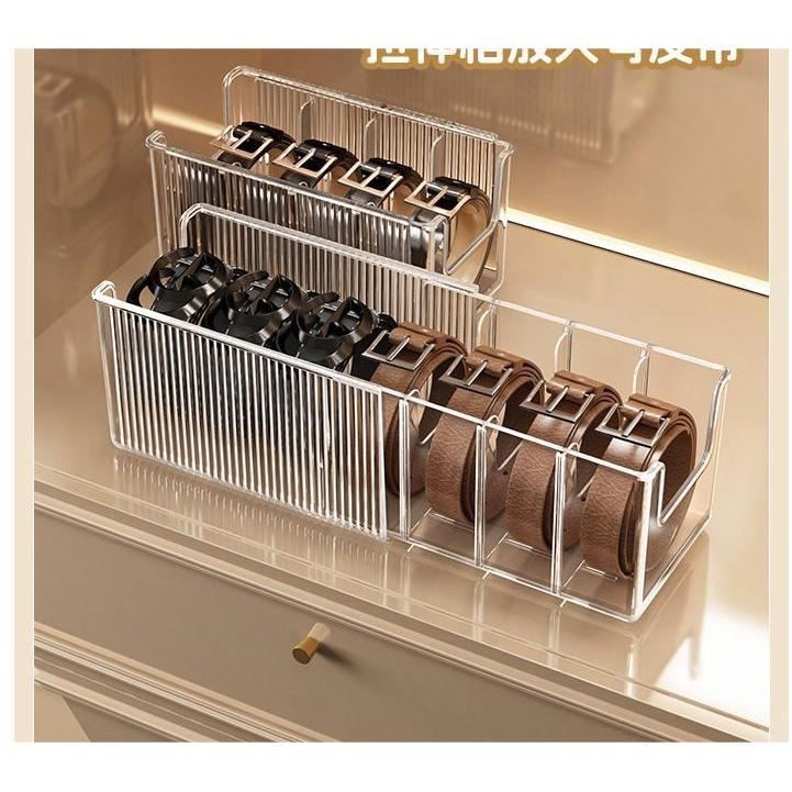 Shopclassyshop Belt Organizer PET Belt Storage Box Clear Belt Container Display Holder for Closet Tie Bow Tie Jewelry