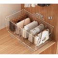 Shopclassyshop Multi Functional Transparent Bag Storage Box-Detachable Grib Divider for Wardroble Organization