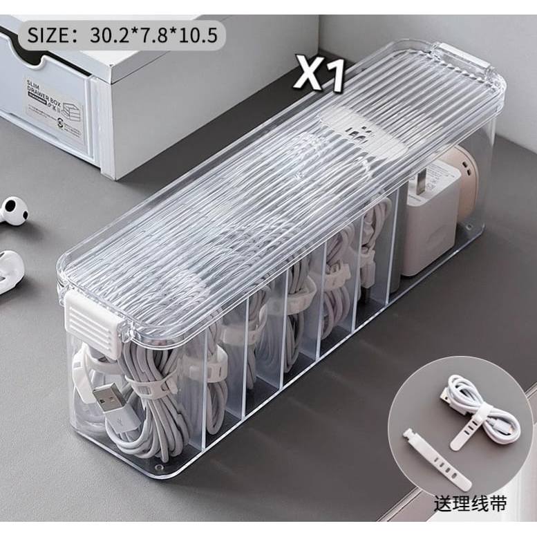 Shopcalssyshop Cable Organizer Desktop With Grid High-capacity Data Charging Cable Earphone Storage Box Household