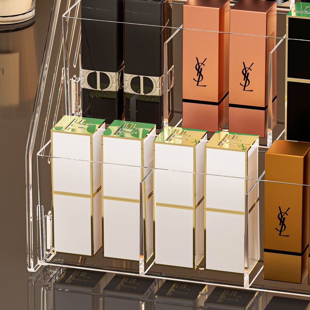 Shopclassyshop Multifunctional Desktop Lipsticks Organizer Storage Rack Holder Step Design with Compartments