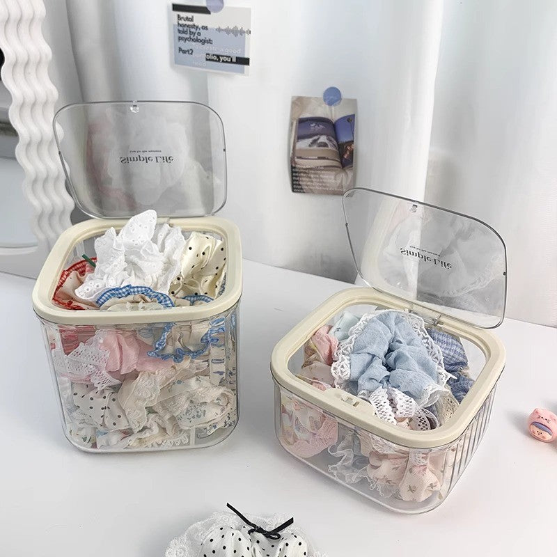 shopclassyshop Acrylic Automatic Lid-opening Hair Clip Organizer Storage Box Hair Rope Hair Ties Children Portable box