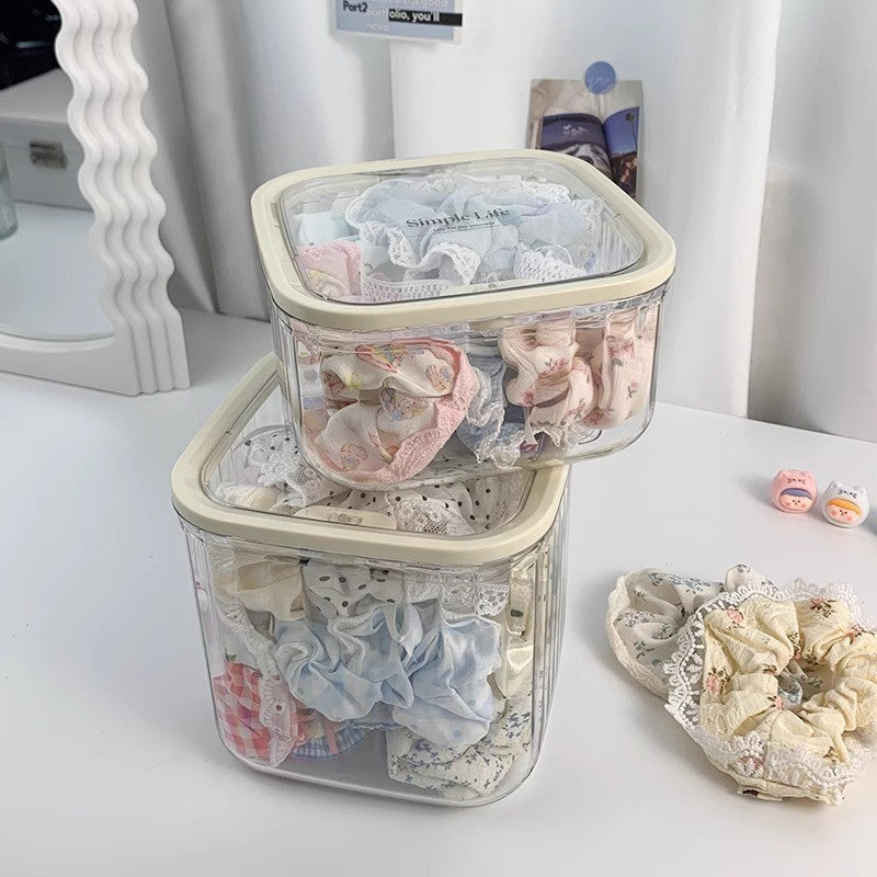 shopclassyshop Acrylic Automatic Lid-opening Hair Clip Organizer Storage Box Hair Rope Hair Ties Children Portable box