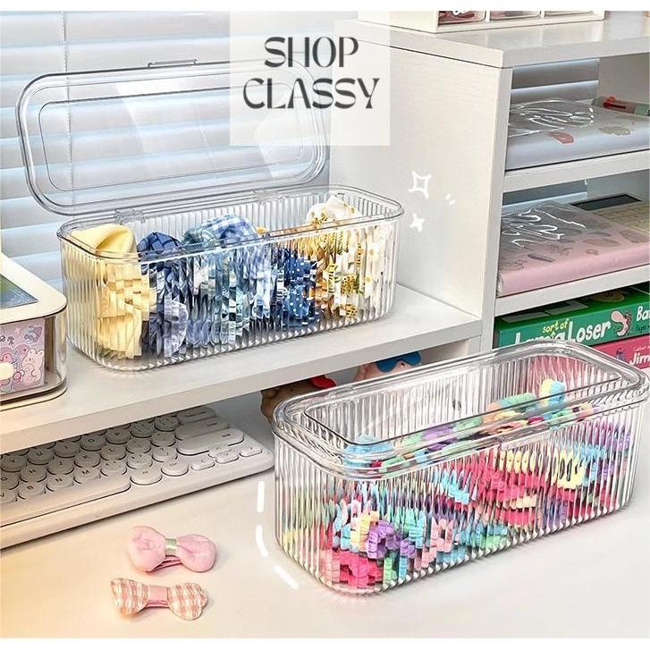 shopclassyshop Hair Clip Organizer Storage Box Hair Rope Hair Ties Transparent Children Portable Child Women Organizer