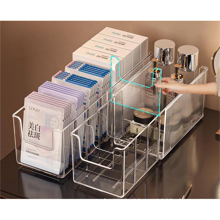 Shopclassyshop Transparent Large-Capacity Face Mask storage rack Cosmetic Organizer Expandable Desktop Skincare Rack