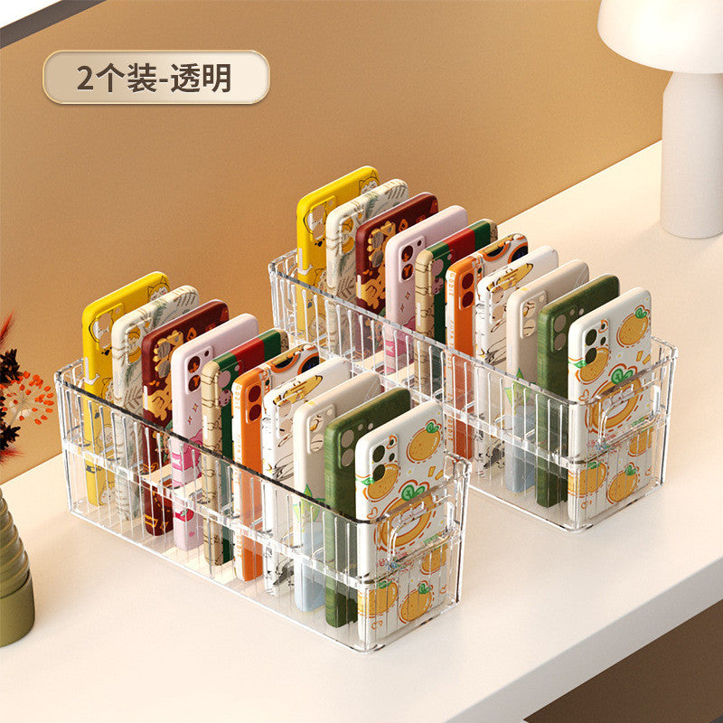 Shopclassyshop Clear Phone Case Organizer Large Capacity Desktop Makeup Holder for Desk Storage Organizer