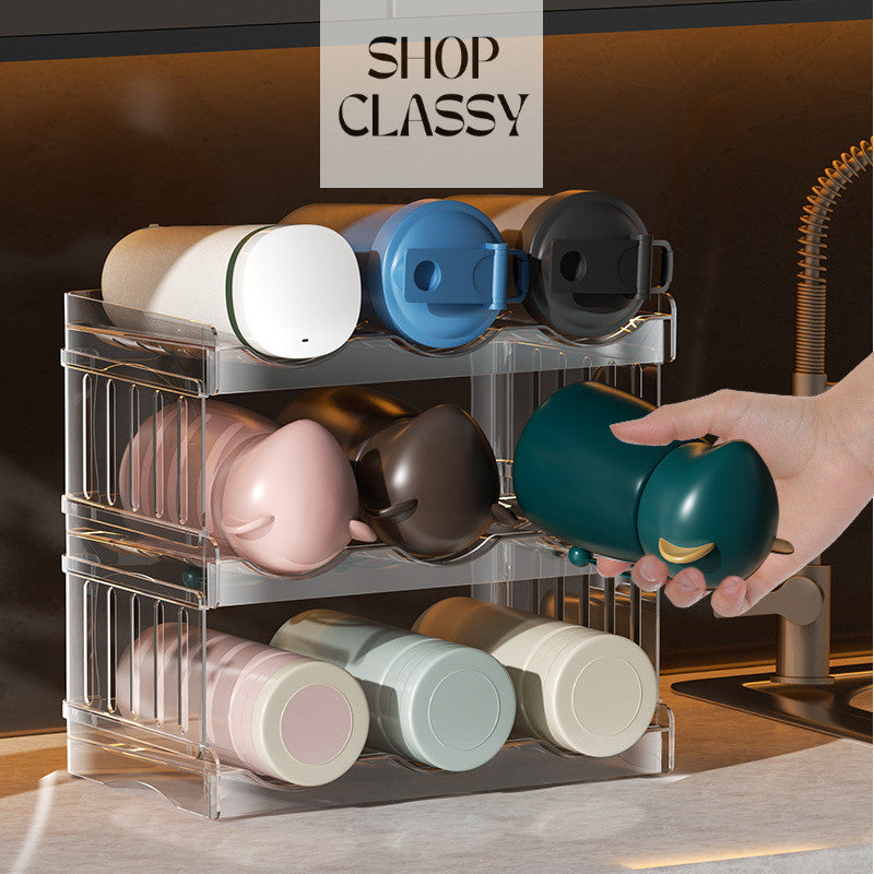 Shopclassyshop Acrylic Water Bottle Rack cup holder organizer Stackable Wine rack fridge Kitchen organizer
