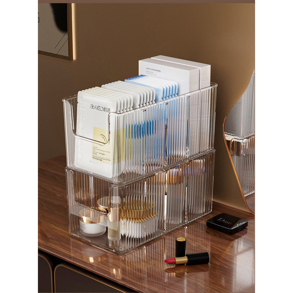 Shopclassyshop Transparent Large-Capacity Face Mask Storage Adjustable partition Cosmetic Organizer Skincare Rack