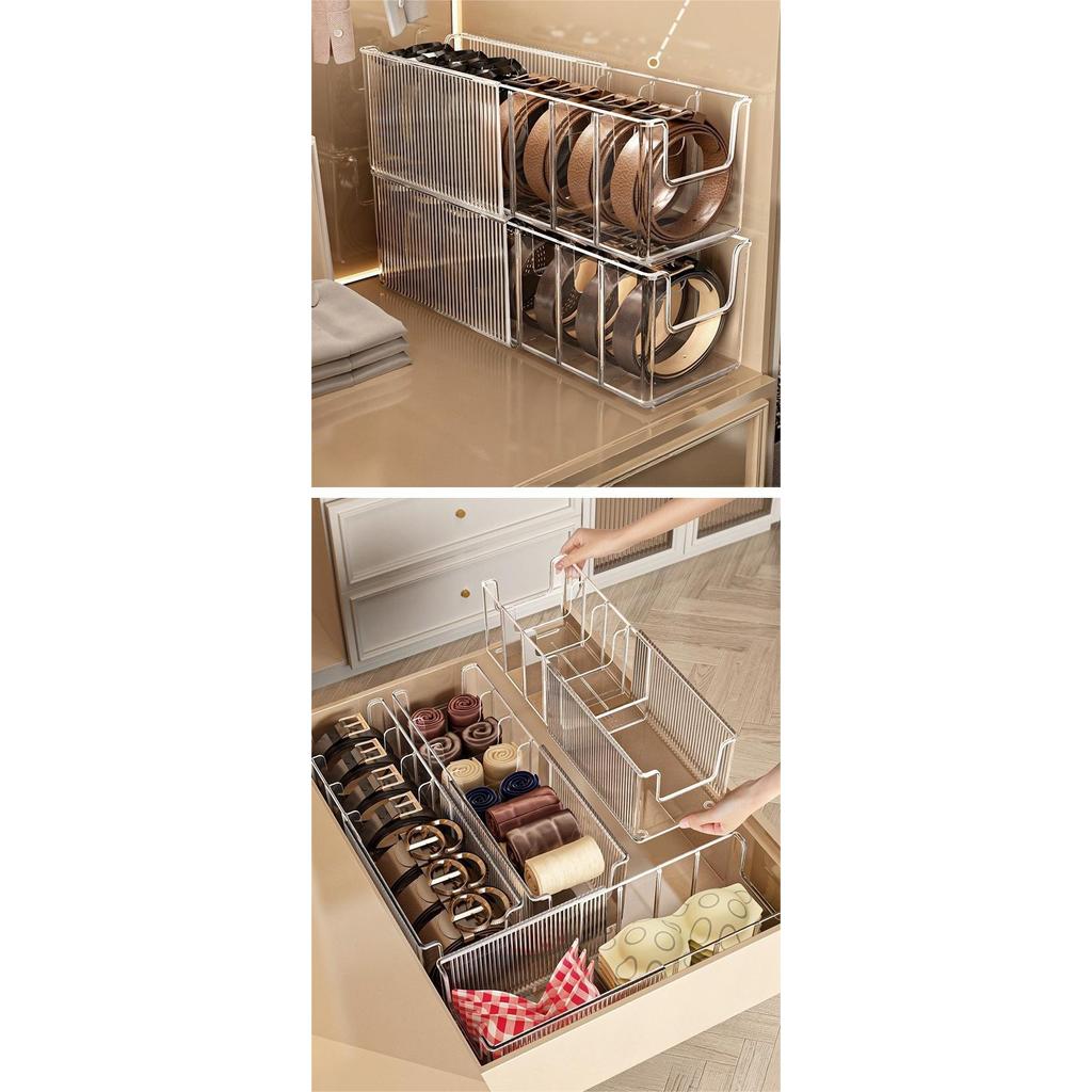 Shopclassyshop Belt Organizer PET Belt Storage Box Clear Belt Container Display Holder for Closet Tie Bow Tie Jewelry
