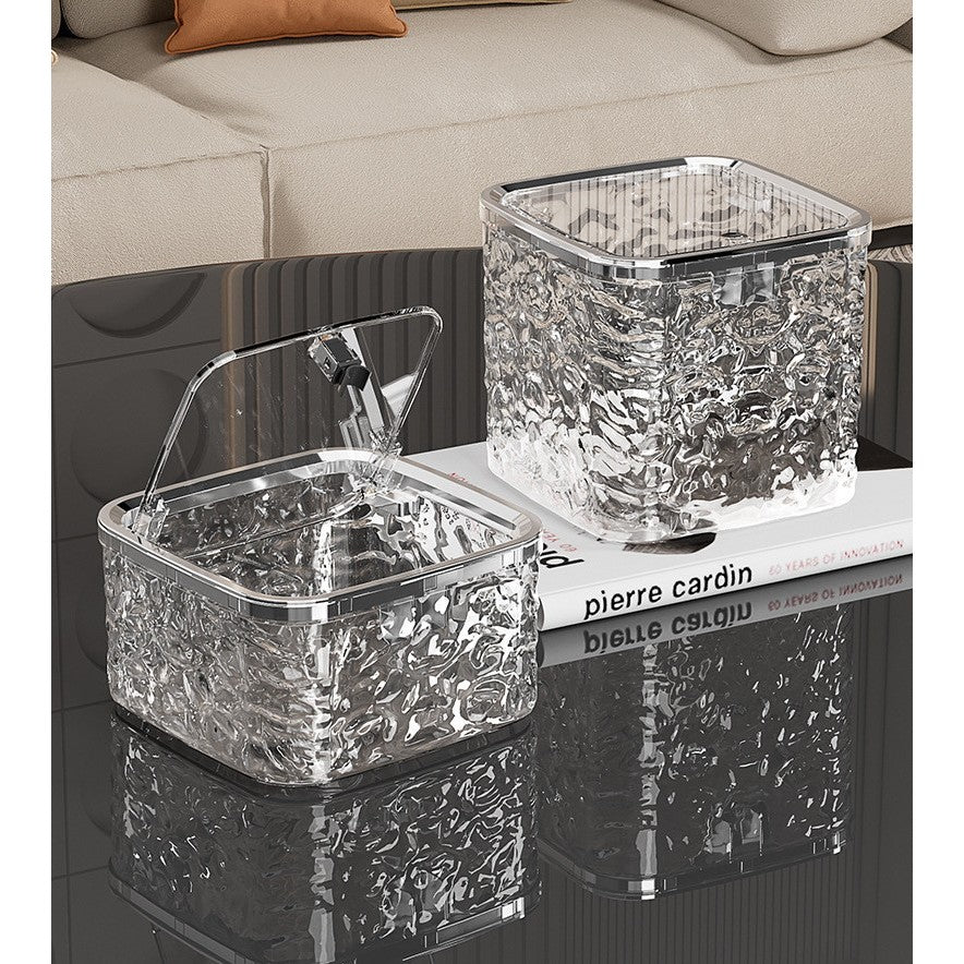 Shopclassyshop Light Luxury storage box desktop trash can with lid anti-dust jewelry earring cosmetic hair accessories