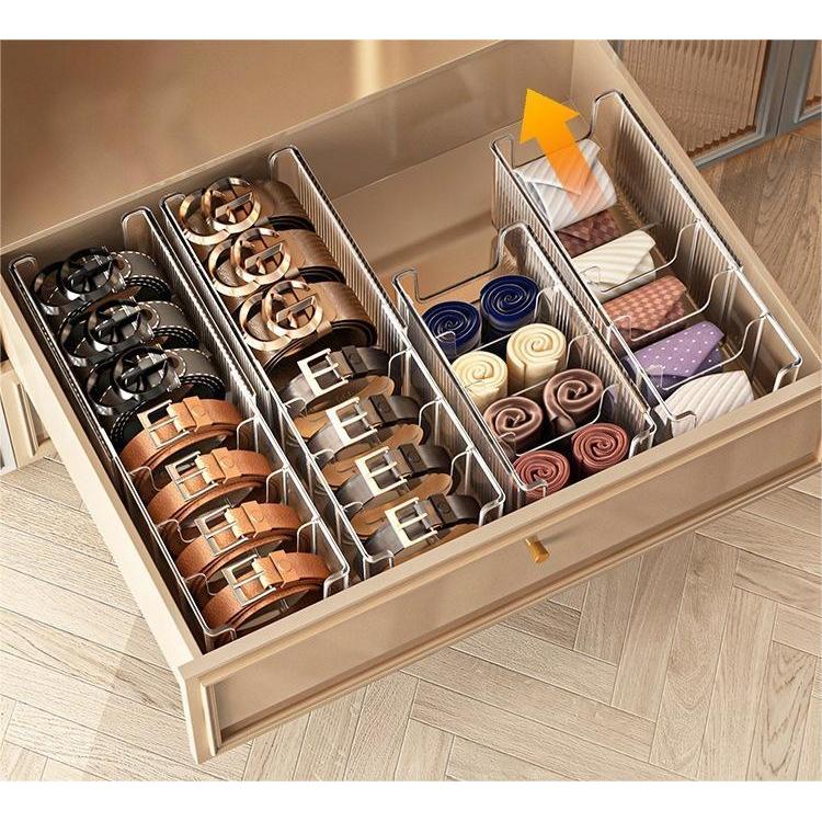 Shopclassyshop Belt Organizer PET Belt Storage Box Clear Belt Container Display Holder for Closet Tie Bow Tie Jewelry
