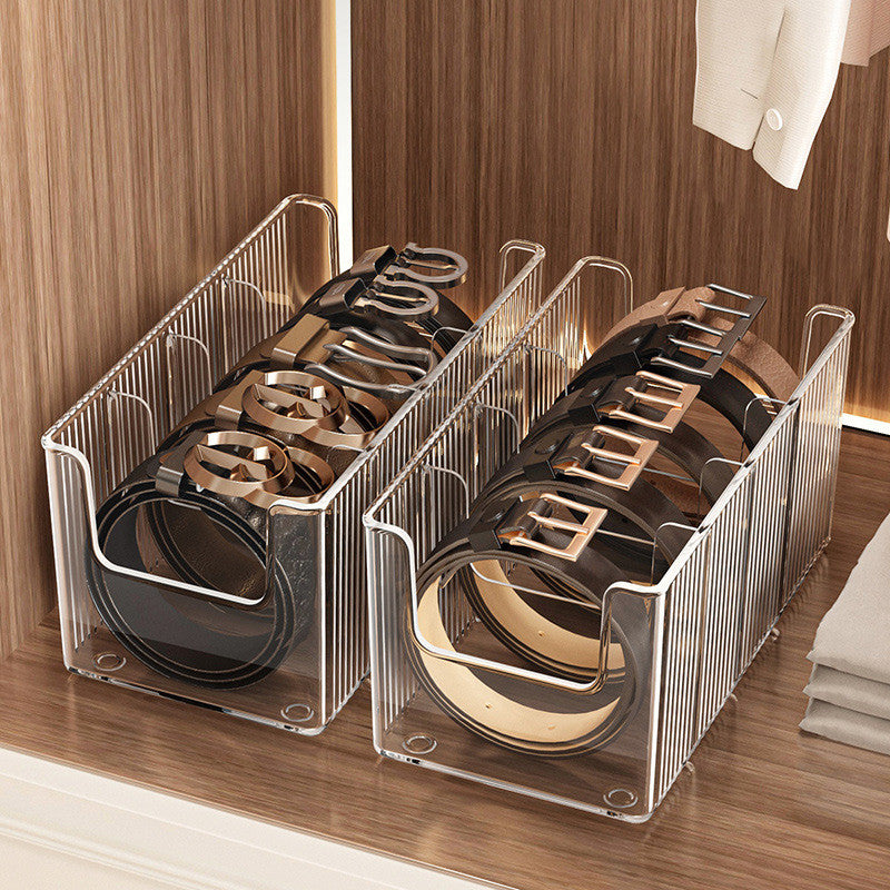 Shopclassyshop Belt Organizer PET Belt Storage Box Clear Belt Container Display Holder for Closet Tie Bow Tie Jewelry