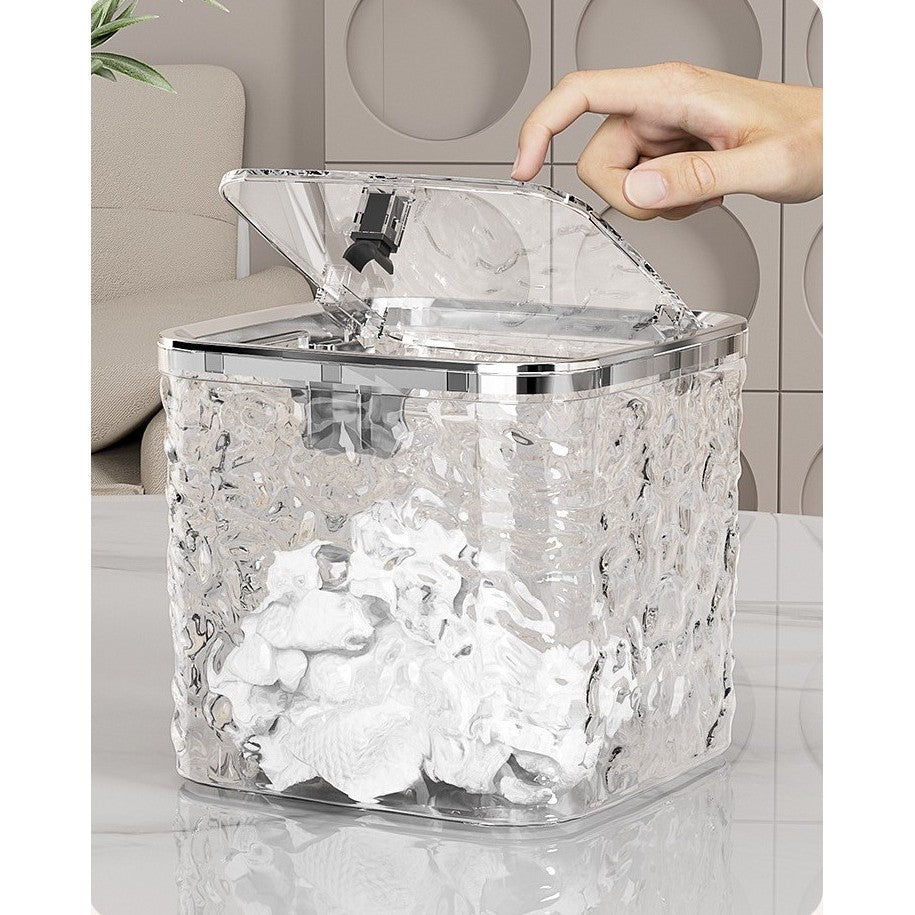 Shopclassyshop Light Luxury storage box desktop trash can with lid anti-dust jewelry earring cosmetic hair accessories