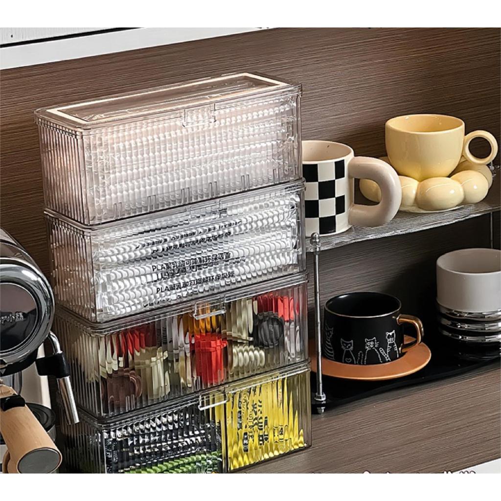 Shopclassyshop Tea Bag Organizer Container Storage Box Stackable 3in1 coffee Transparent Disposable Coffee Food Kitchen