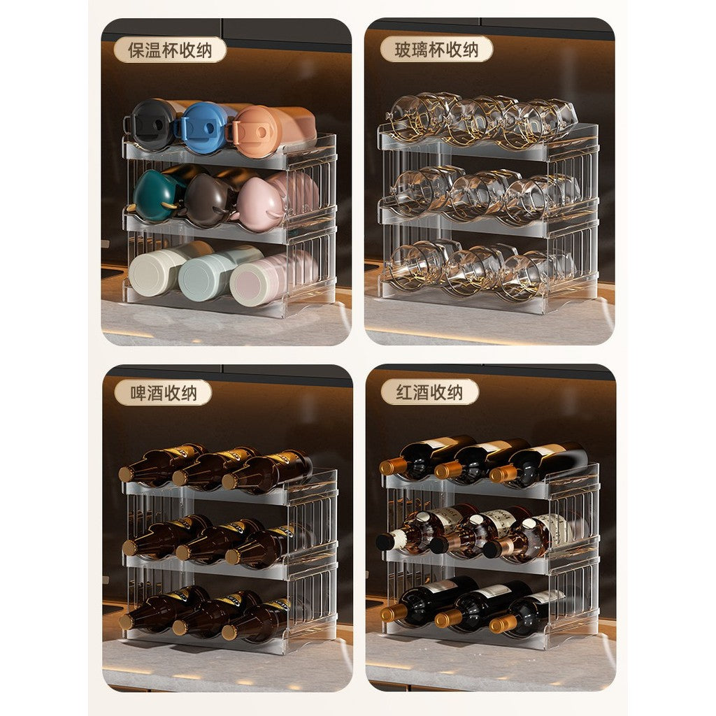 Shopclassyshop Acrylic Water Bottle Rack cup holder organizer Stackable Wine rack fridge Kitchen organizer
