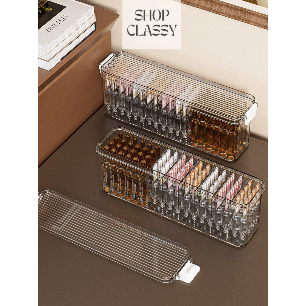 Shopclassyshop Small Glass Ampoule Pressure Keli Storage Box Cosmetic serum Sample organizer divided Box