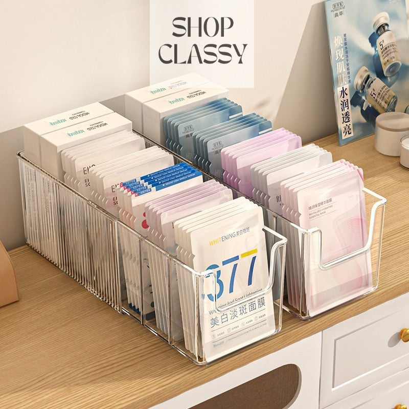Shopclassyshop Transparent Large-Capacity Face Mask storage rack Cosmetic Organizer Expandable Desktop Skincare Rack