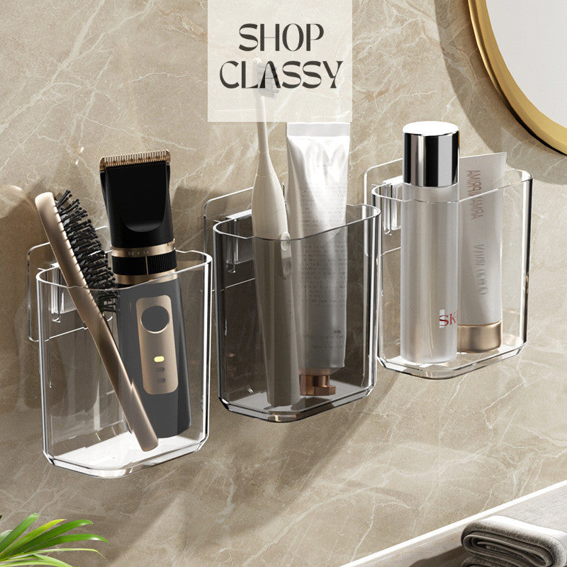 Shopclassyshop Wall Mount Toothbrush Holder Storage Rack Toothpaste Holder Shelf Toothbrush Cup Mouthwash Cup
