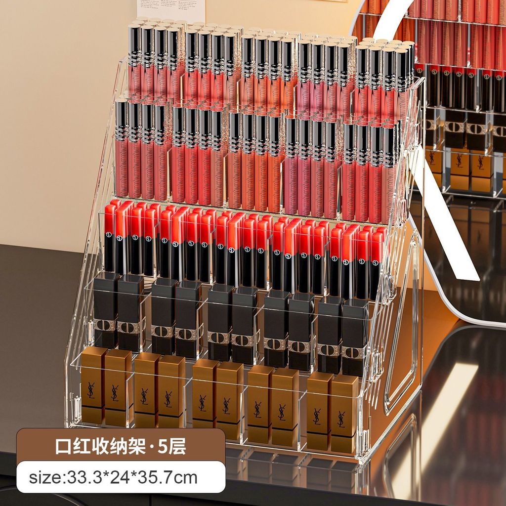 Shopclassyshop Multifunctional Desktop Lipsticks Organizer Storage Rack Holder Step Design with Compartments