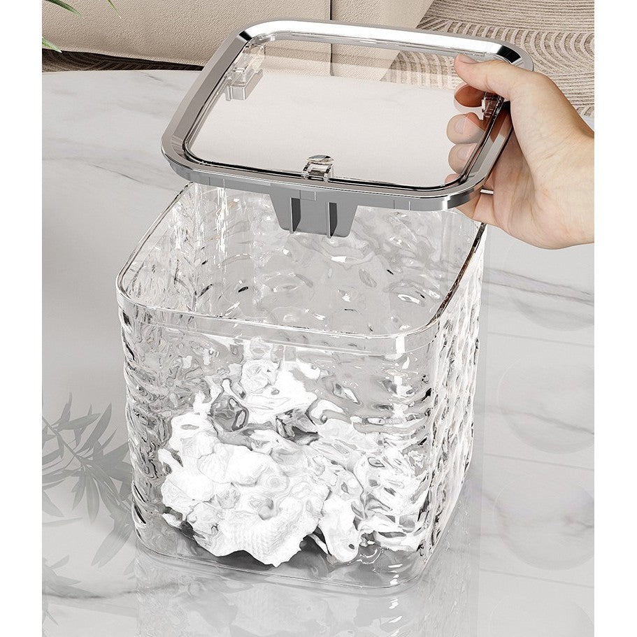 Shopclassyshop Light Luxury storage box desktop trash can with lid anti-dust jewelry earring cosmetic hair accessories