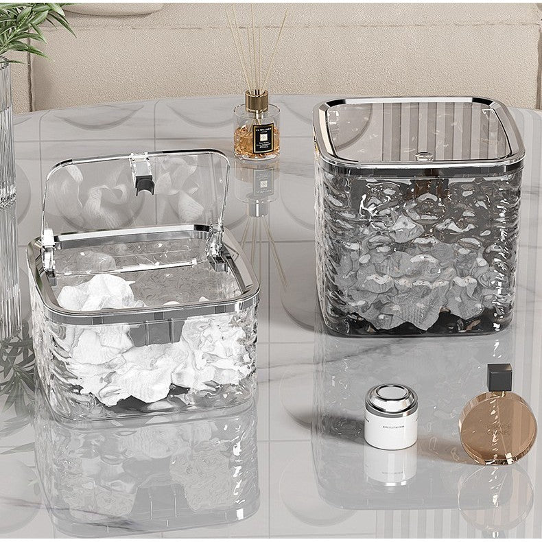 Shopclassyshop Light Luxury storage box desktop trash can with lid anti-dust jewelry earring cosmetic hair accessories