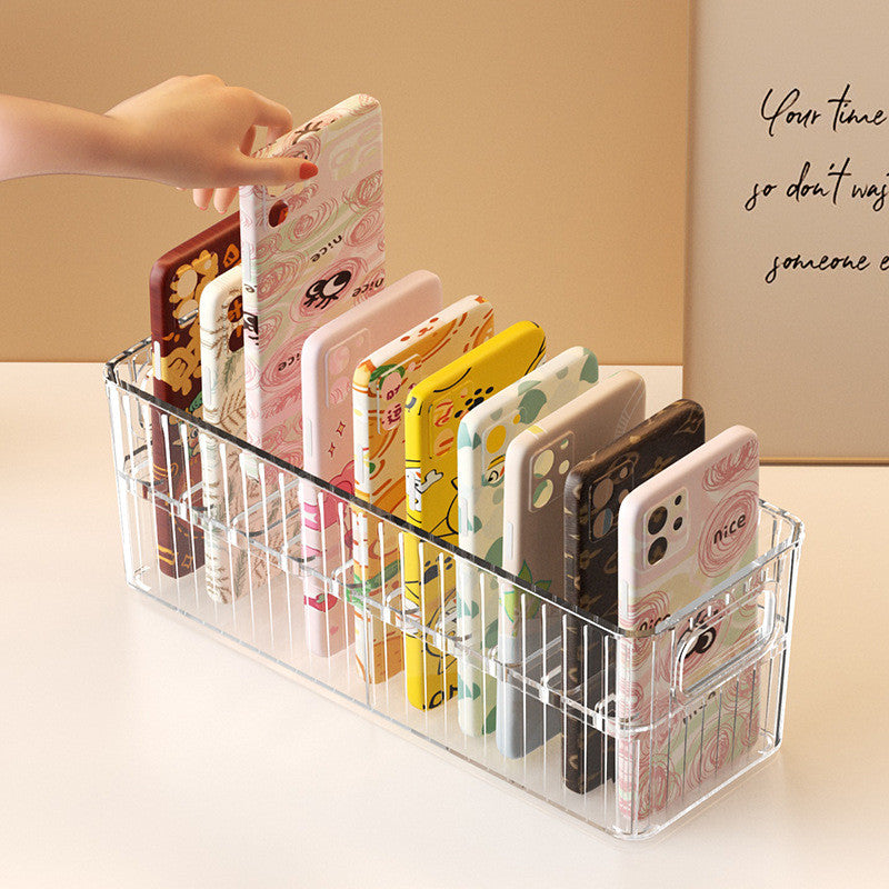Shopclassyshop Clear Phone Case Organizer Large Capacity Desktop Makeup Holder for Desk Storage Organizer
