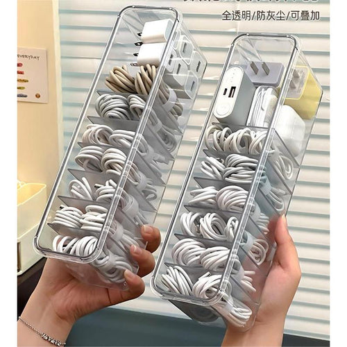 Shopcalssyshop Cable Organizer Desktop With Grid High-capacity Data Charging Cable Earphone Storage Box Household