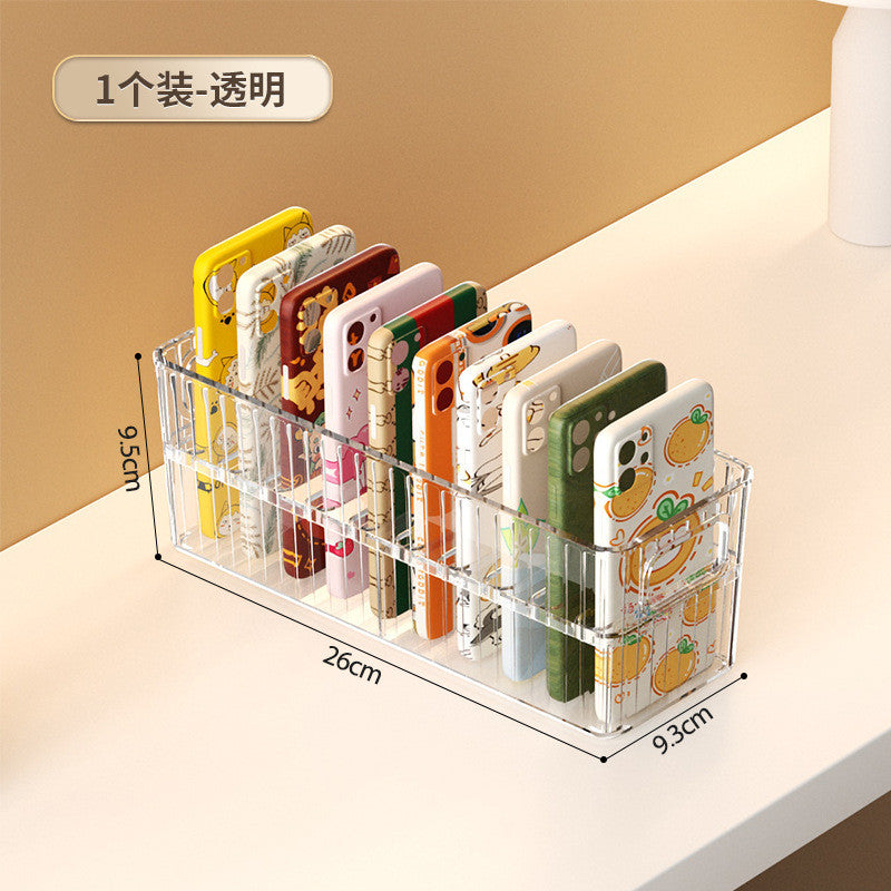 Shopclassyshop Clear Phone Case Organizer Large Capacity Desktop Makeup Holder for Desk Storage Organizer