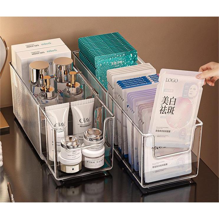 Shopclassyshop Transparent Large-Capacity Face Mask storage rack Cosmetic Organizer Expandable Desktop Skincare Rack