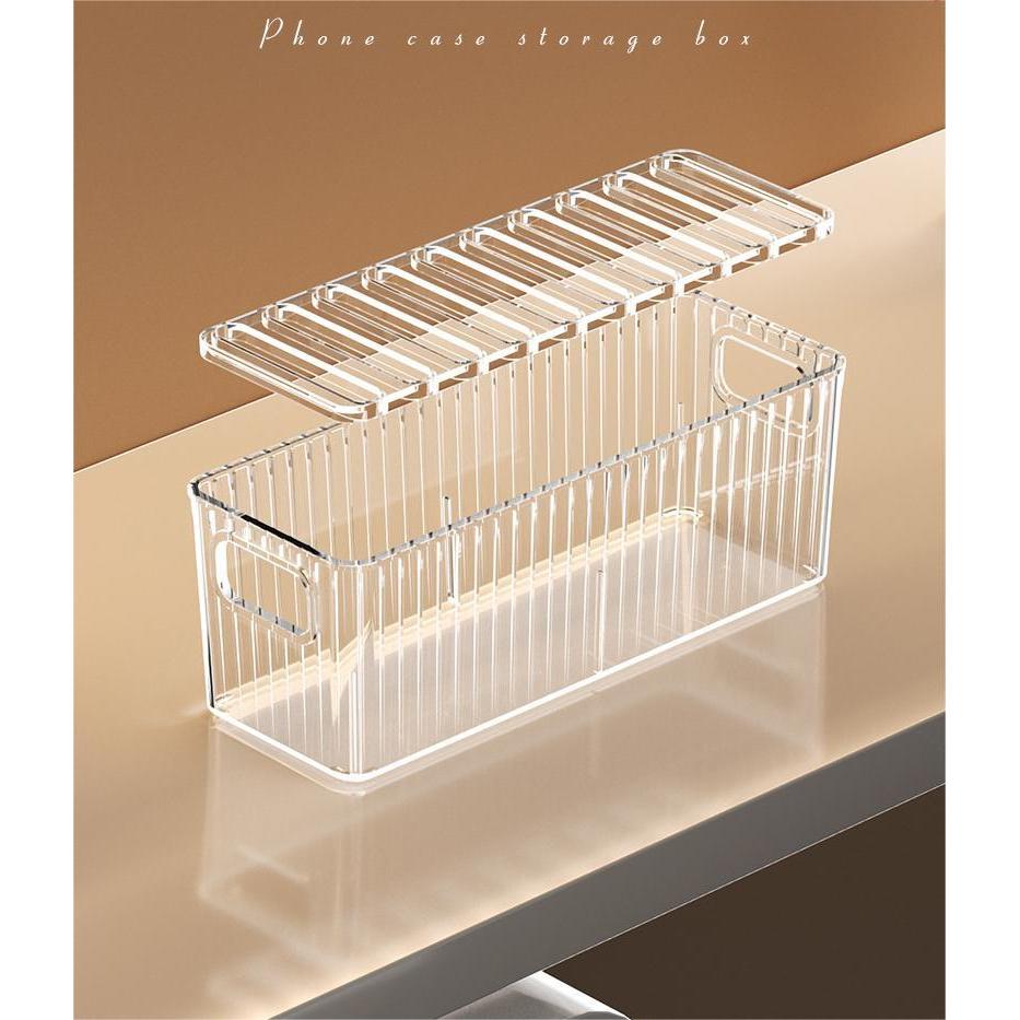 Shopclassyshop Clear Phone Case Organizer Large Capacity Desktop Makeup Holder for Desk Storage Organizer