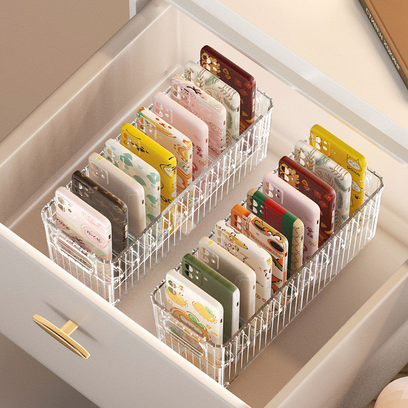 Shopclassyshop Clear Phone Case Organizer Large Capacity Desktop Makeup Holder for Desk Storage Organizer