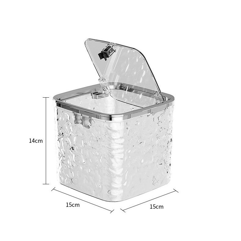 Shopclassyshop Light Luxury storage box desktop trash can with lid anti-dust jewelry earring cosmetic hair accessories