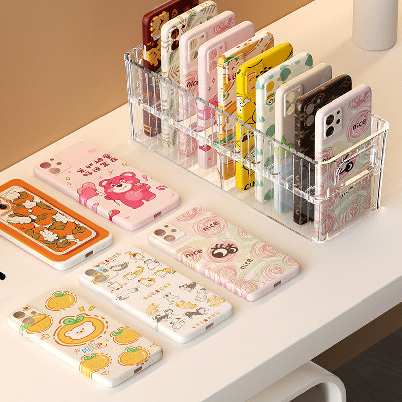 Shopclassyshop Clear Phone Case Organizer Large Capacity Desktop Makeup Holder for Desk Storage Organizer