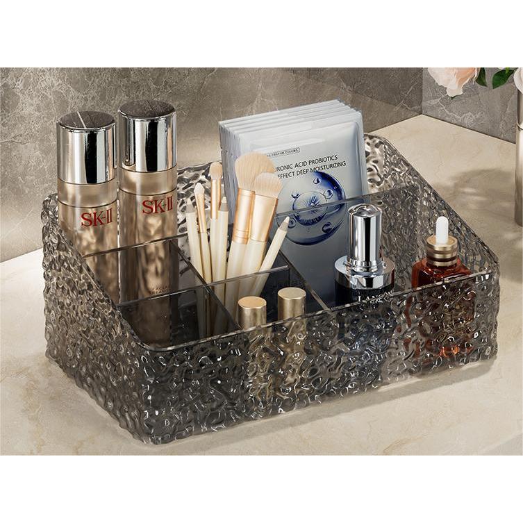 Shopclassyshop Glacier pattern large six-compartment storage box desktop cosmetics bathroom toilet organizer storage box
