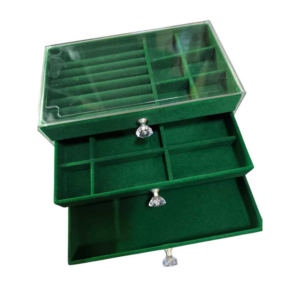 Shopclassyshop 45 Square Slots Exquisite transparent jewelry box drawer women's velvet ring earrings small grid