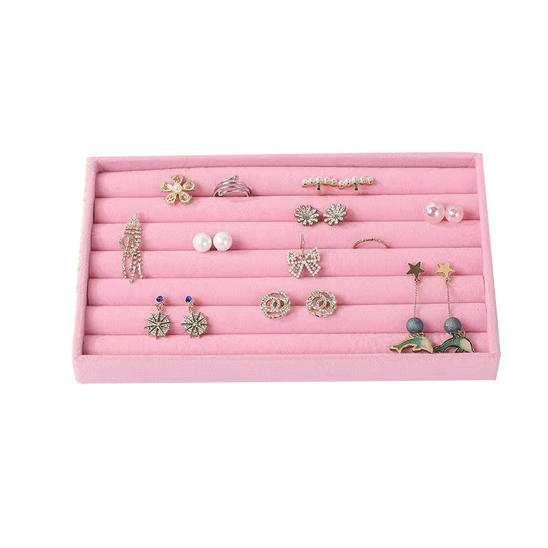 Shopclassy Compartment Jewelry Organizer Storage Box Velvet Ring Earrings Empty Plate Display Box Jewelry Tray customize