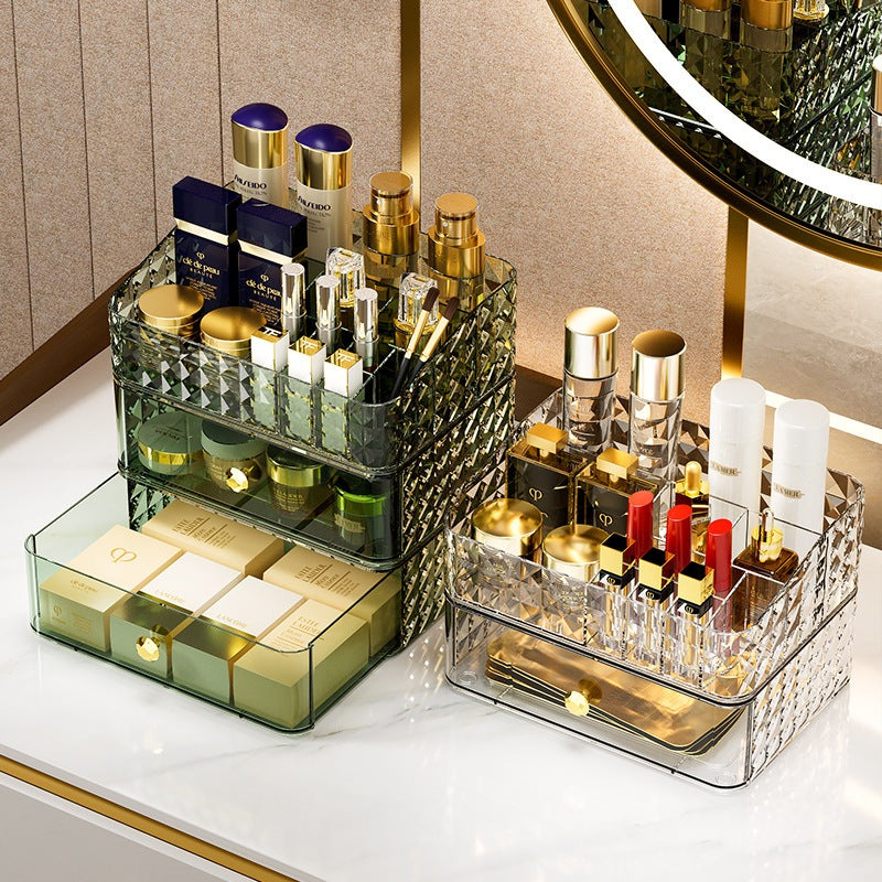 Shopclassyshop water ripples Acrylic storage dustproof Stackable drawer desk Cosmetic Organizer storage box