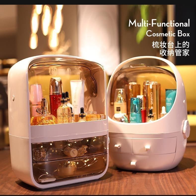 cosmetics storage box dust-proof home dormitory desktop large capacity dressing table skin care product storage rack