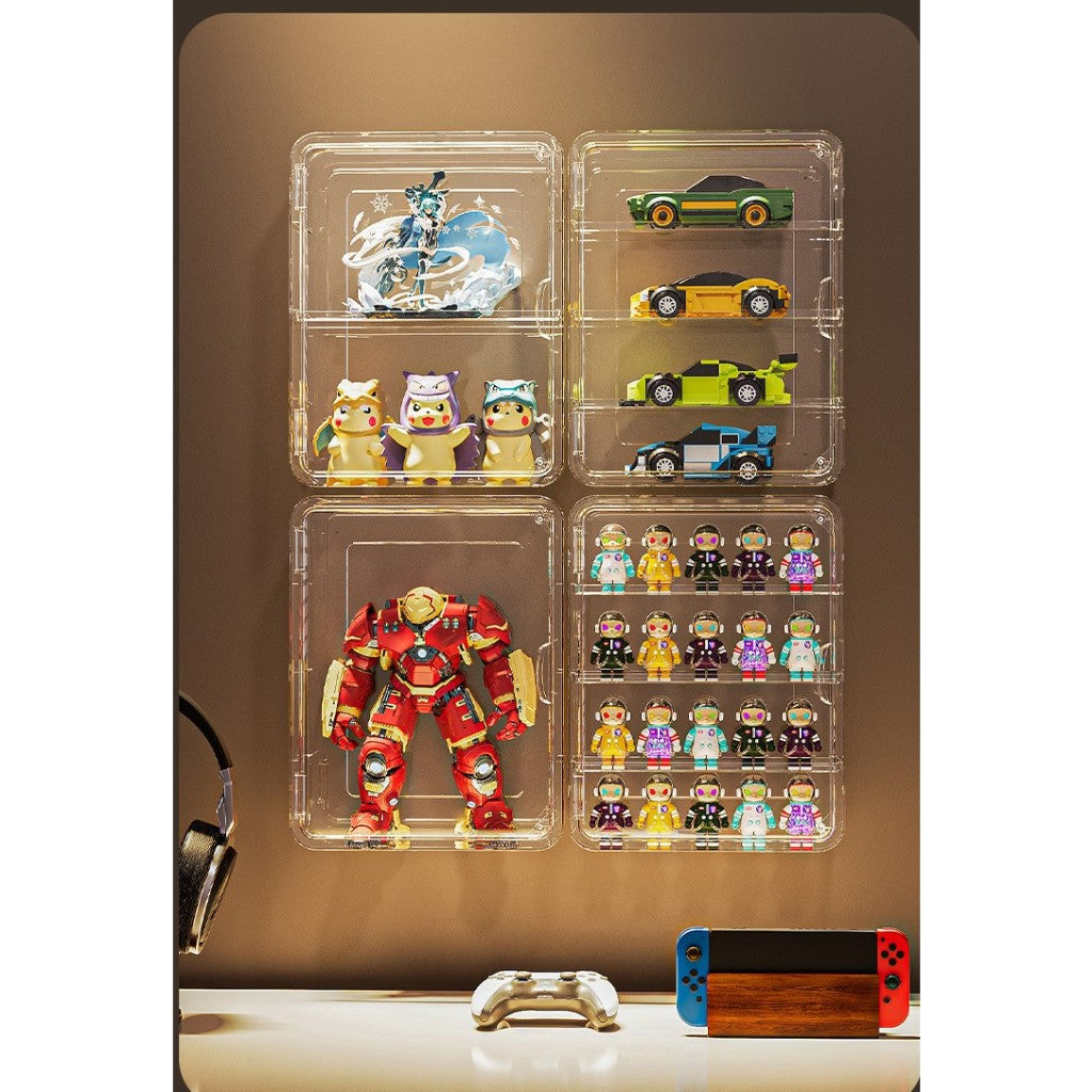 Shopclassyshop Wall-mounted clear Popmart display box for perfume & Toys Pop Mart doll figures storage box hanging thin