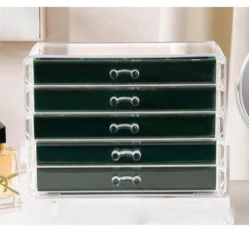ShopClassyshop Five drawer acrylic velvet storage box jewelry organizer necklace earrings ring display rack