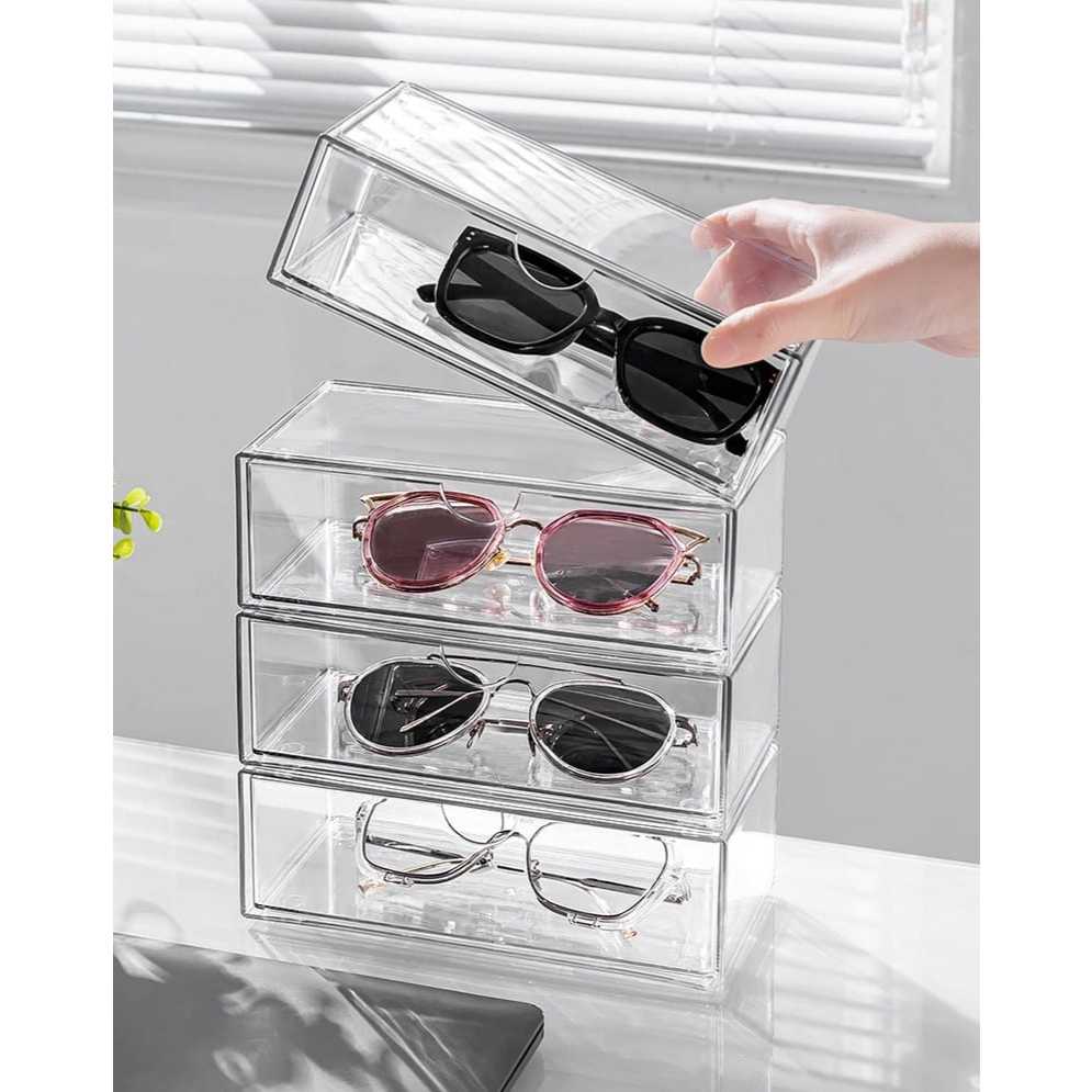 Shopclassyshop Acrylic sunglasses spectacles storage display box case fits 4 acrylic transparent clear dustproof