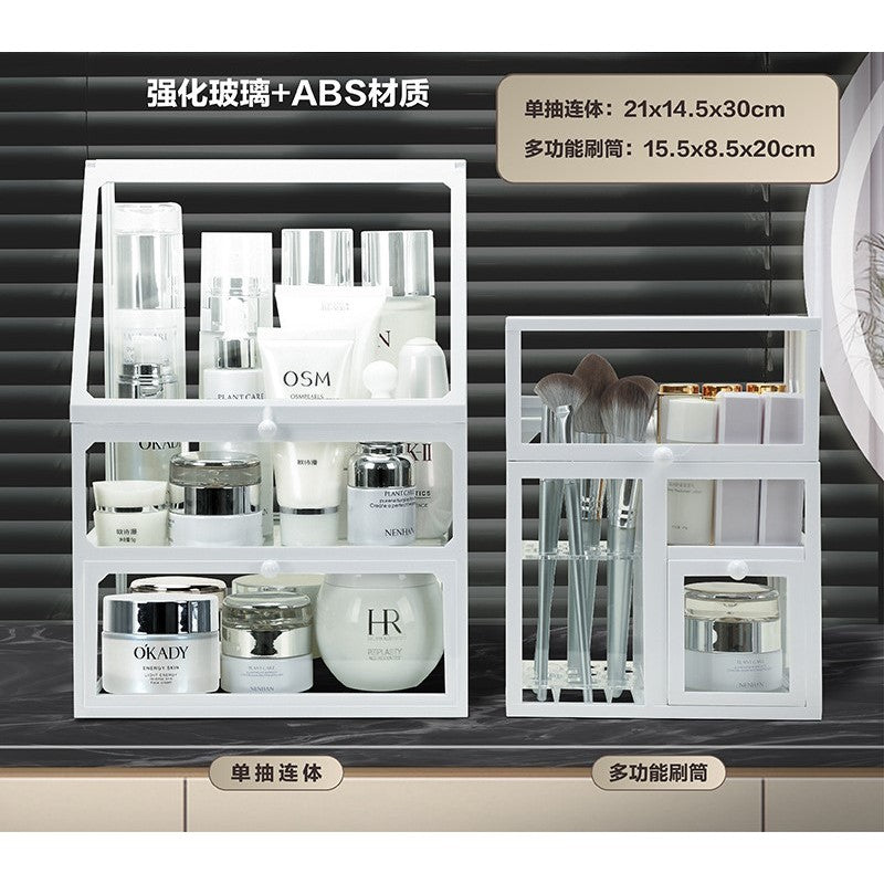 ShopClassyshop Glass Brush Storage Box Eyebrow Pencil Cosmetic Drawer Makeup Organiser Jewelry