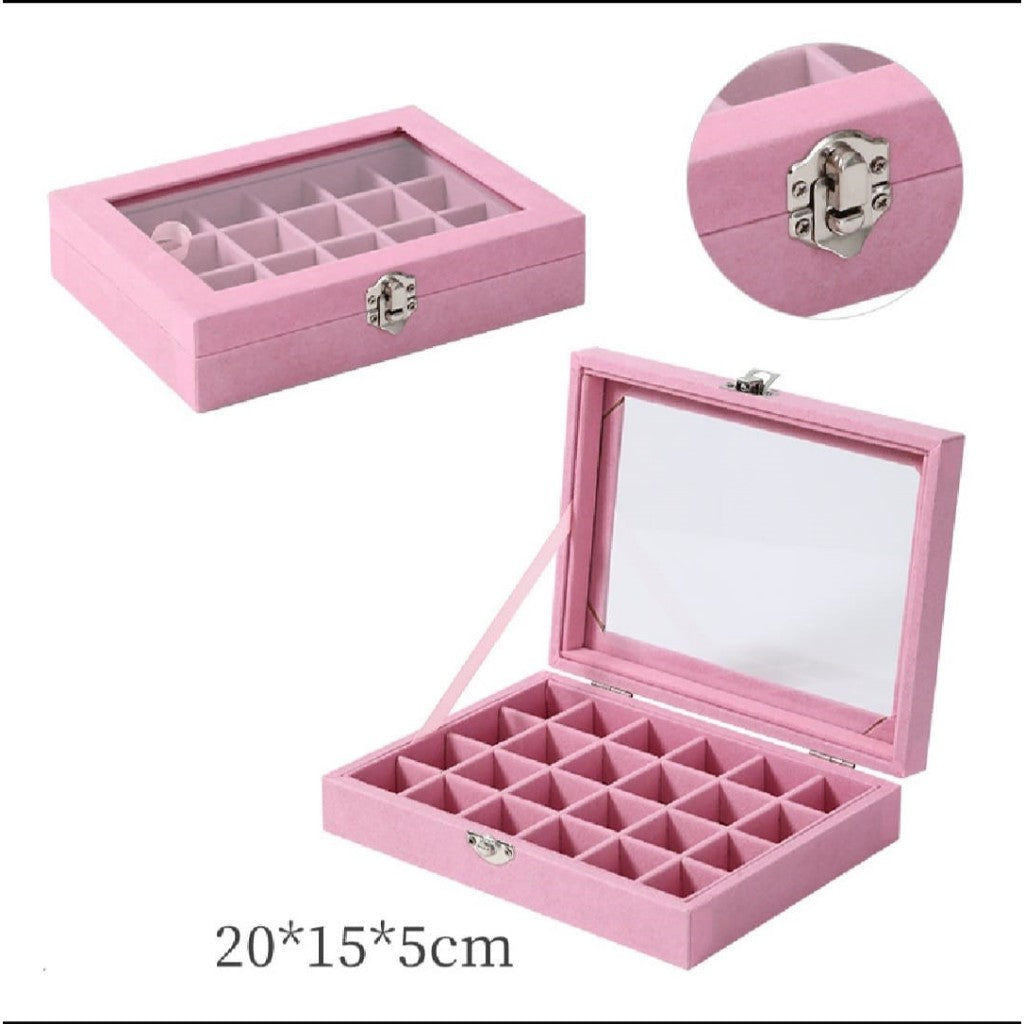 Shopclassyshop Accessories Flannel leather jewelry storage box earrings necklace organizing