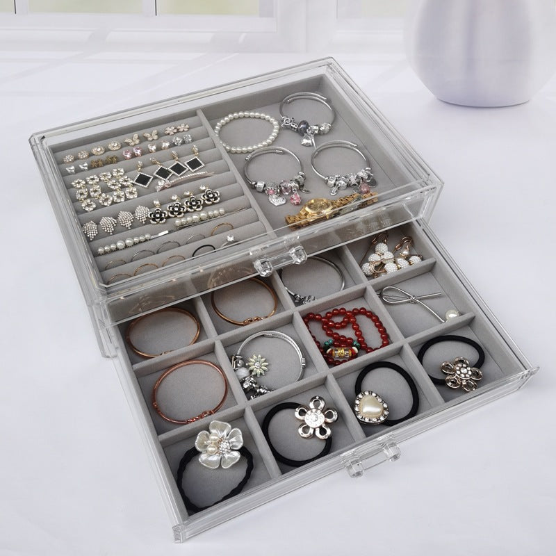 Transparent Extra Big & thick stackable cosmetics storage box large  desktop drawer organizer